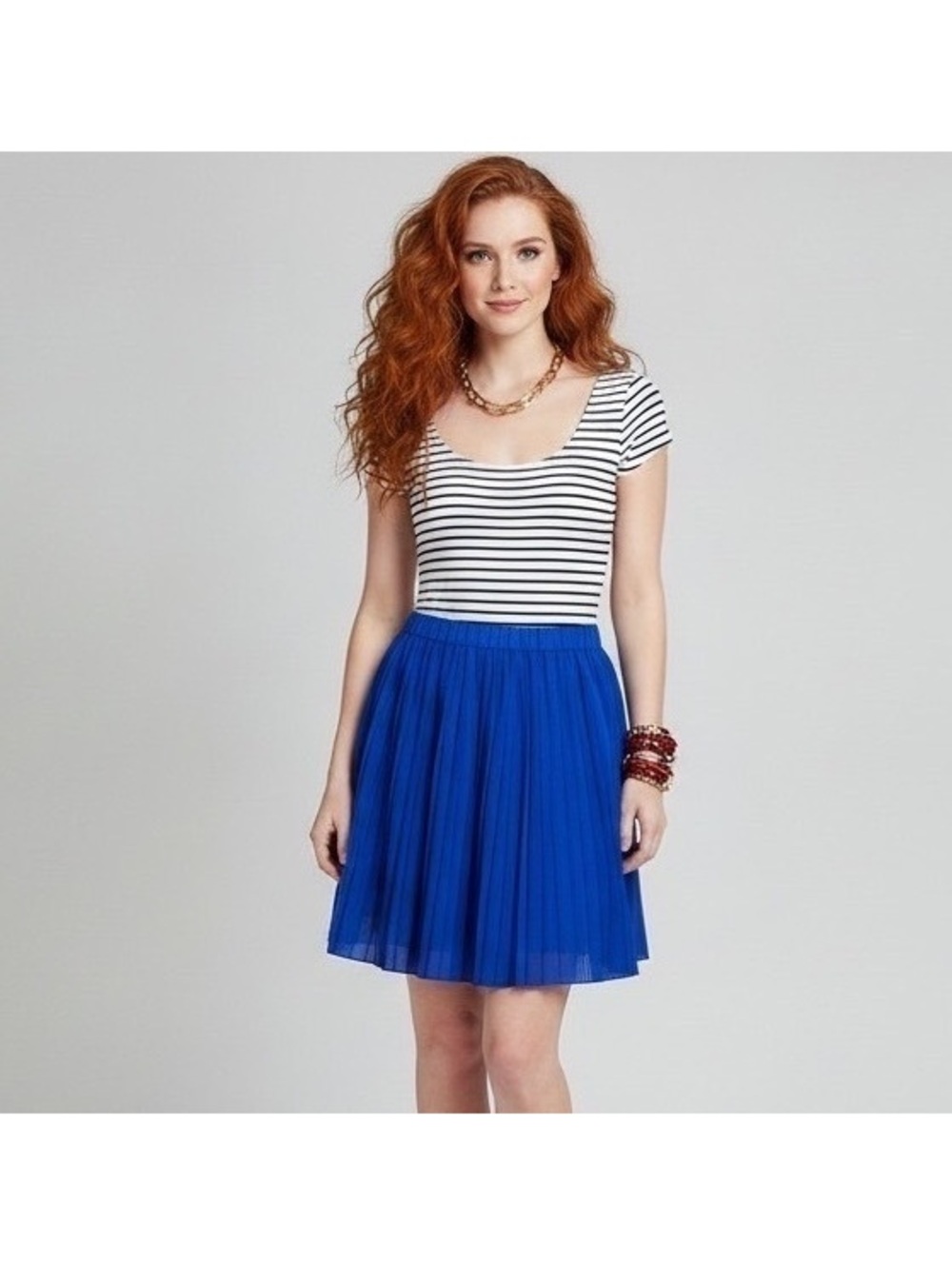 Kate Spade Saturday Blue Pleated Mini Skirt, Size S